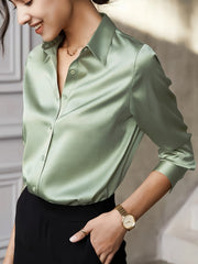 Chemise élégante à manches longues avec bouton à revers sur le devant pour femme