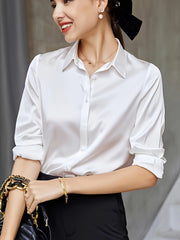 Chemise élégante à manches longues avec bouton à revers sur le devant pour femme