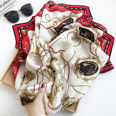 35''X35'' Luxury Floral Printed Silk Square Scarf