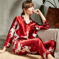 Ensemble pyjama 100% soie pour femmes, vêtements de nuit de luxe imprimés, ensemble deux pièces en soie