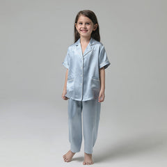 Ensemble pyjama en soie à manches courtes pour garçons et filles 22 Momme