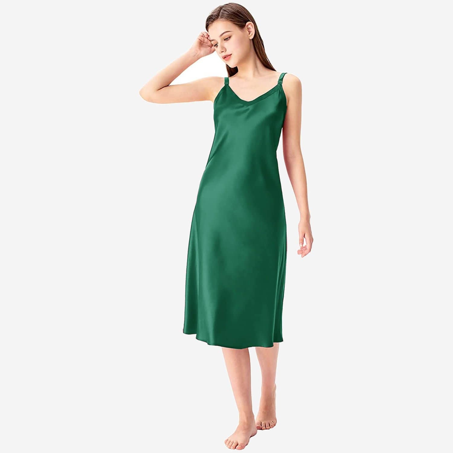 Deep V Neck Classic Silk Nightgown Long Silk Nightwear For Women – DIANASILK