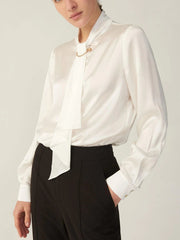 Classic Gorgeous Silk Shirt  Long Sleeves Collared Silk Blouse for Women