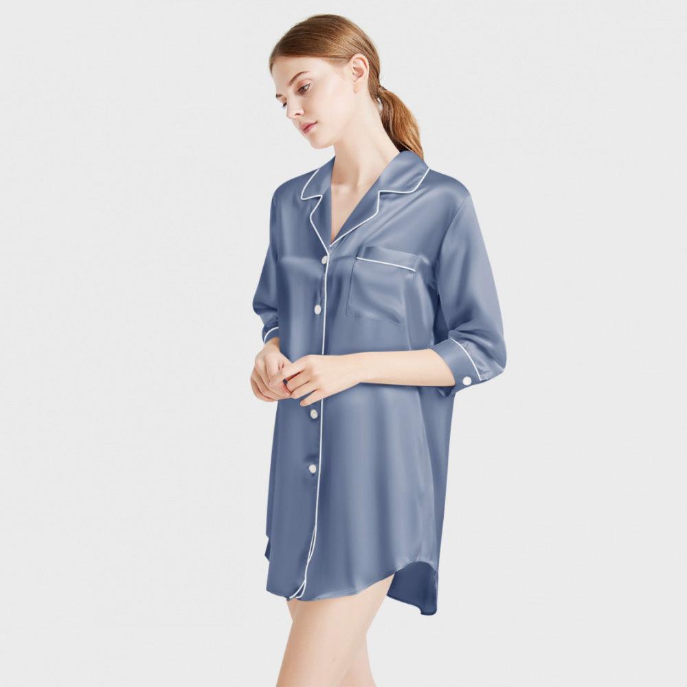 Grenasasilk Silk Nightgown Short Sleeve Mulberry Silk Sleepshirt Scoop Neck  Pure Silk Nightshirt Sleepwear Black Small - Yahoo Shopping