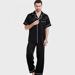 Men's Short Sleeved Silk Pajama Set for Men Silk loungewear - DIANASILK