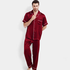 Men's Short Sleeved Silk Pajama Set for Men Silk loungewear - DIANASILK