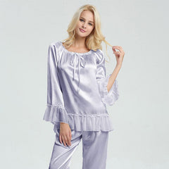 Real Silk Pajama Long Set Plus Size For Women Silk comfy loungewear(multi-colors) - DIANASILK