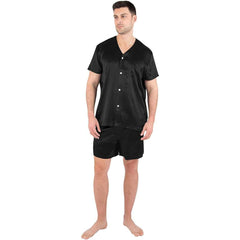 Short Silk Pajama Set For Men Silk Shirts and Pants Set Mens Silk Sleepwear - DIANASILK