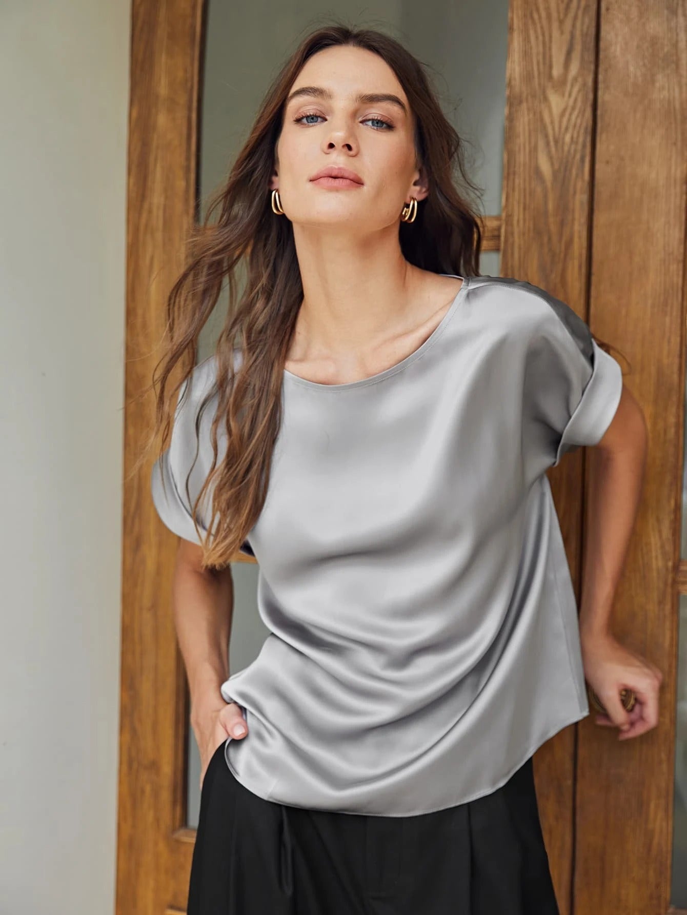 Silk Batwing Sleeve Top Silk T Shirt For Women – DIANASILK