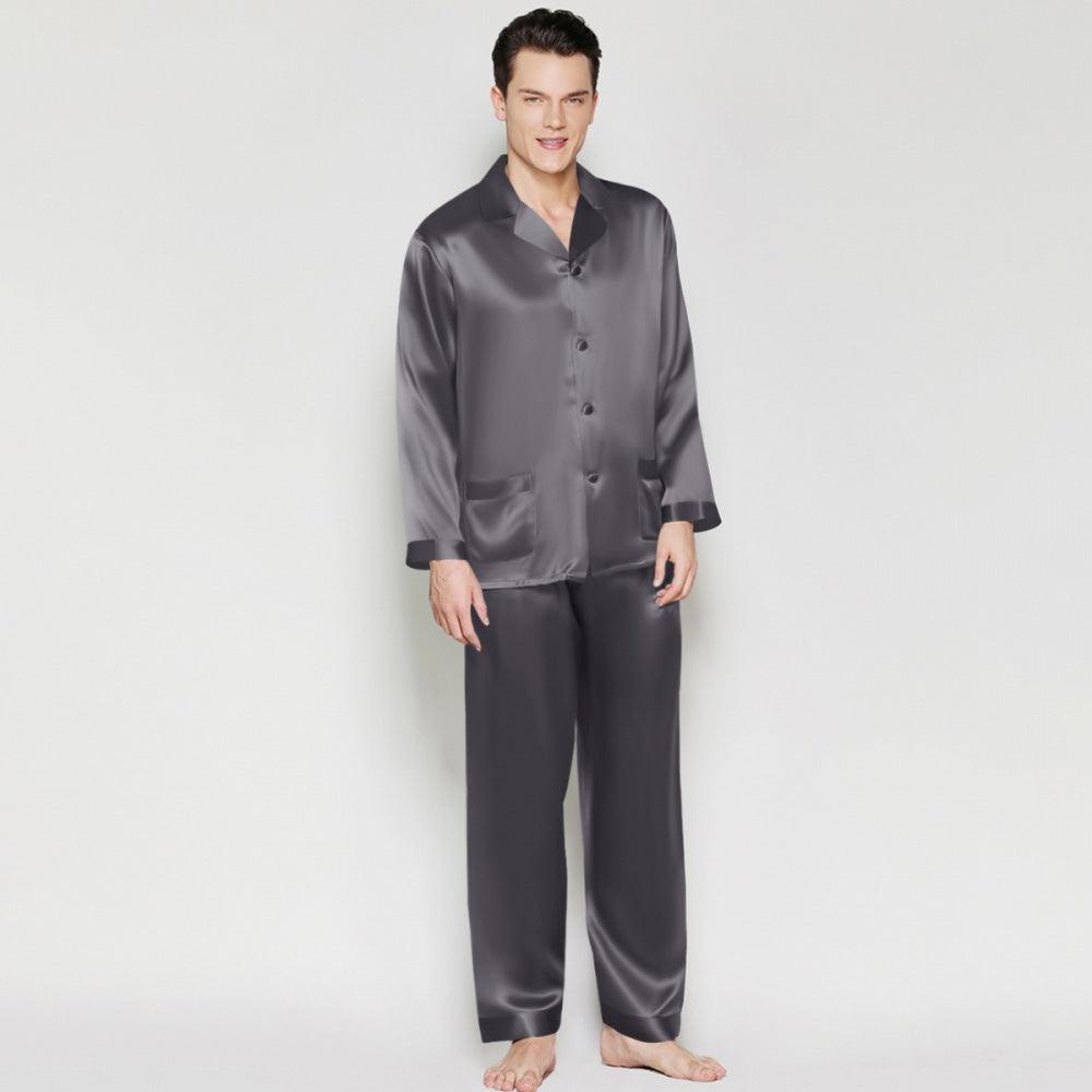 Silk Pajama Set for Men Classic 100% Mulberry Luxury Men Silk Nightwear