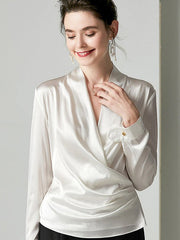 Elegant Ladies Silk Blouse 100% Mulberry Silk Shirt Long Sleeves Silk Top
