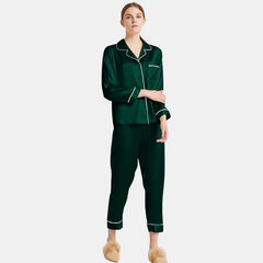 Women's  Capri-pants Silk Pajamas Set Long Sleeve Real Mulberry Comfy Silk Two Piece Pajamas Set - DIANASILK