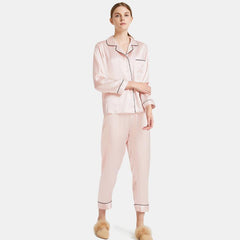 Women's  Capri-pants Silk Pajamas Set Long Sleeve Real Mulberry Comfy Silk Two Piece Pajamas Set - DIANASILK